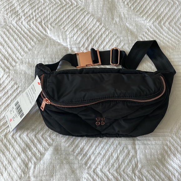 Sweaty Betty Bags Sweaty Betty Quilted Black Rose Gold Icon Bum Bag